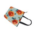 thumbnail image 4 of Zipper canvas bag large capacity large size practical handbag durable Canvas with leather material Yellow-orange Roses Pattern, 4 of 7