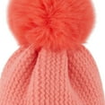 thumbnail image 2 of Plush Knit Pom Pom Beanie, Coral, 2 of 2