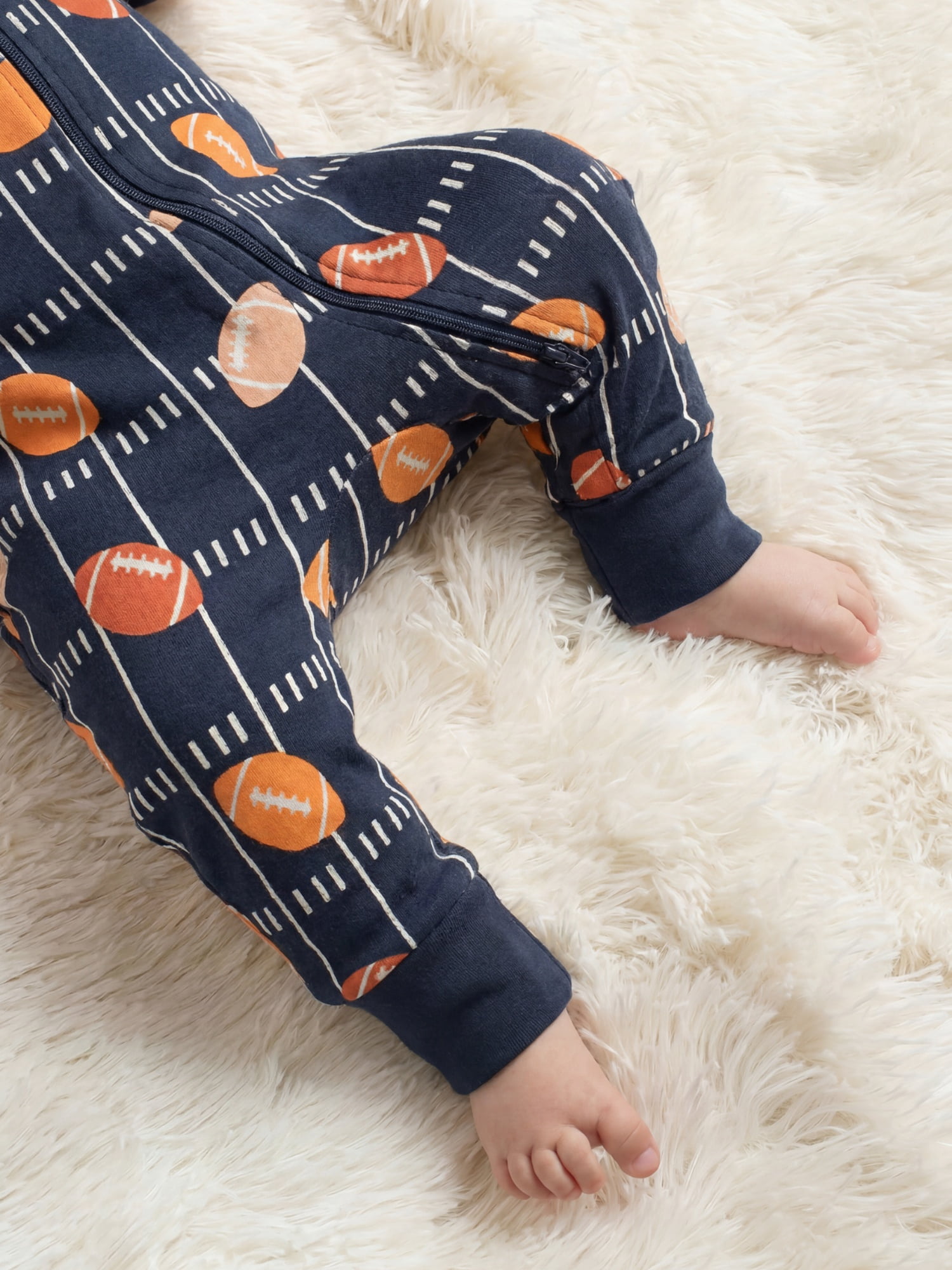 M+A by Monica + Andy Organic Cotton Gender Neutral Long Sleeve Baby One-Piece Pajama, Sizes Newborn - 24 Months