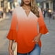 thumbnail image 2 of Tops para adolescentes,Blusa informal lisa con cuello en V y mangas 3/4 acampanadas para mujer, poliéster, ligera y cómoda, sopatenor, 2 of 9