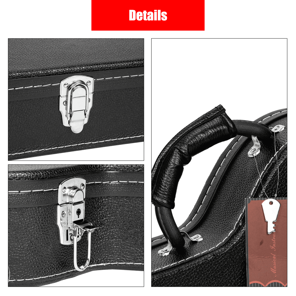 Tcbosik Electric Guitar Hard Case for 335 Style Semi-Hollow & Hollowbody, Lockable PU Leather Hard Shell, Black