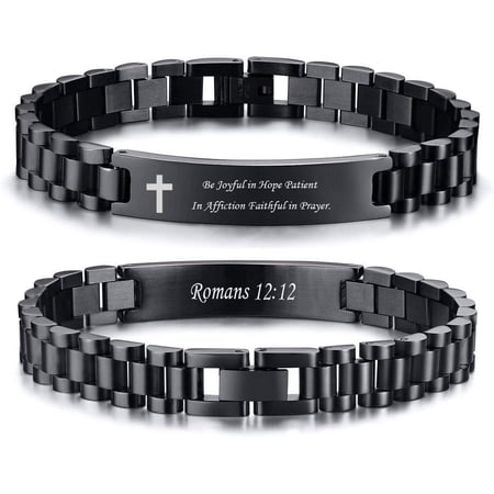 Metaljc Personalized Religious Jewelry-Engraved Christian Faith Bible Verse Bracelet for Men Women