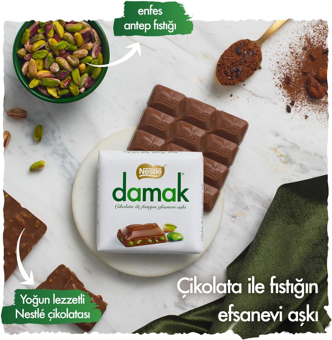 Nestle Damak Milk Chocolate with Pistachio Halal 6 Pack 60g