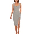 thumbnail image 2 of Gibobby Vestido sexy para mujer verano casual cuello redondo botón roscado vestido ajustado inferior cordón vestido(Gris,CH), 2 of 5