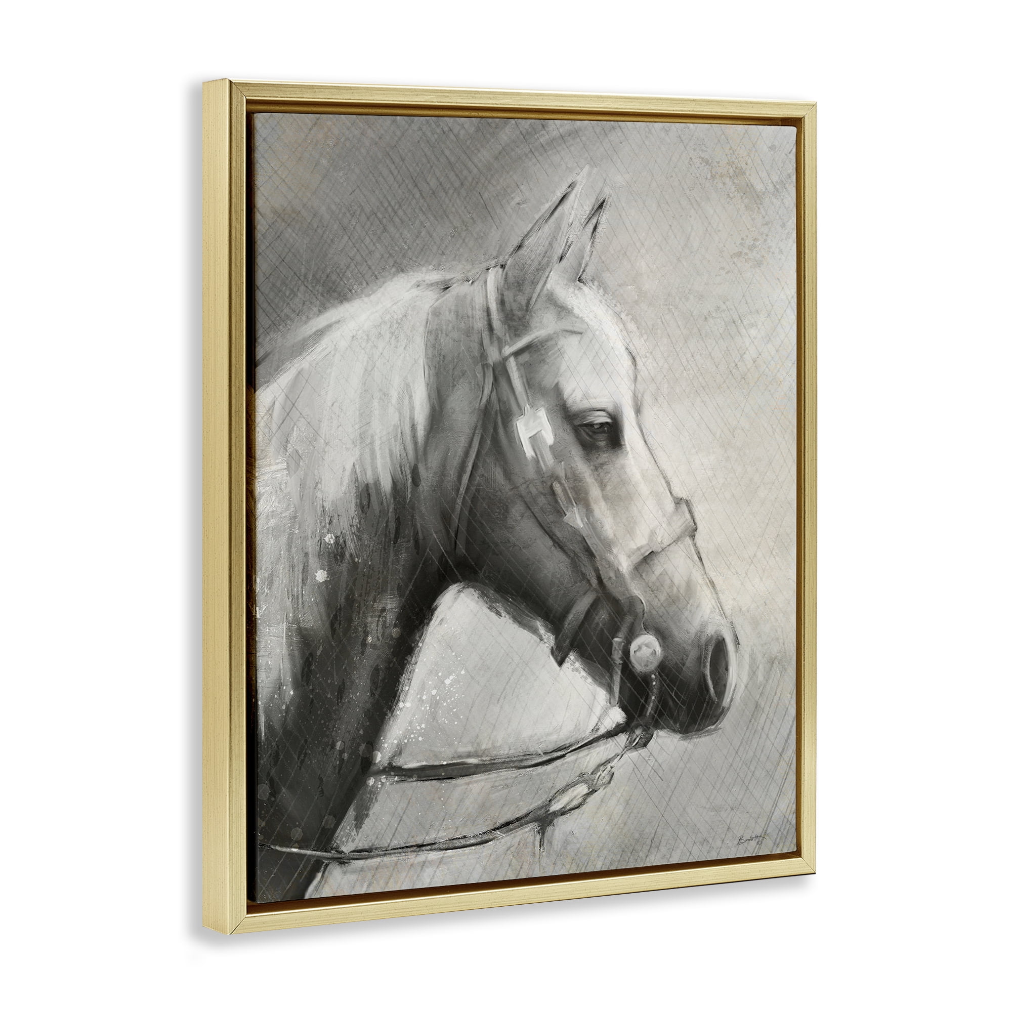 Stupell Industries Modern Ranch Horse Gold Framed Floater Canvas Wall Art, design by Chad Barrett