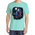 thumbnail image 2 of Wild Bobby, American Flag Howling Wolf, Animal Lover, Garment-Dyed Washed Look Short Sleeve T-Shirt, Mint, Large, 2 of 3