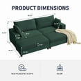 thumbnail image 2 of ZAFLY 85” Green Sectional Sofa with Chaise, Oversized Loveseat Deep Seat Couch, Corduroy Sleeper Sofa for Small Spaces/Apartment, 2 of 8