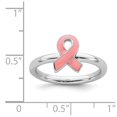 thumbnail image 2 of Sterling Silver Stackable Pink Enameled Awareness Ribbon Ring - 3.2 Grams - Size 7, 2 of 2