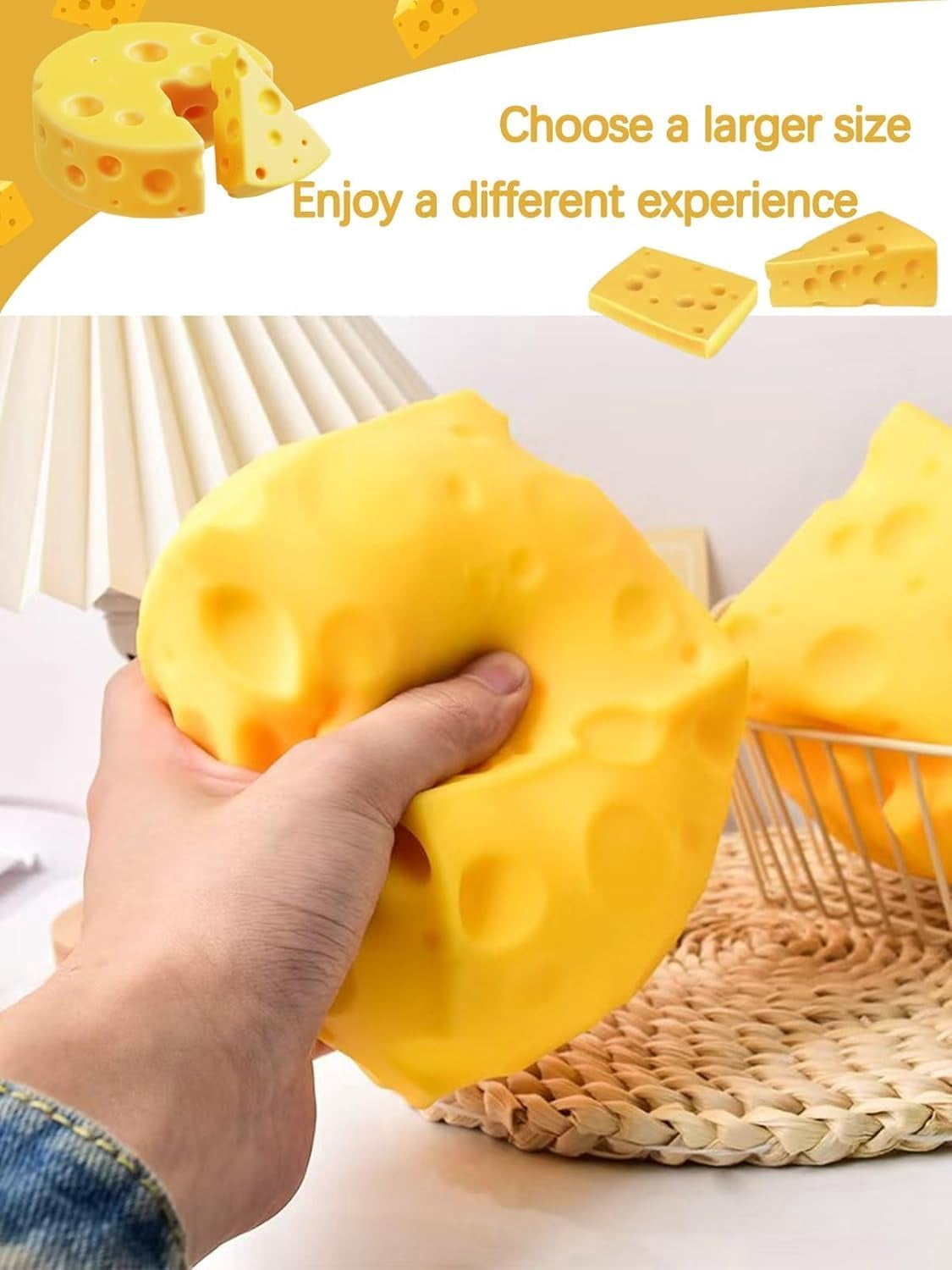 2026 New Giant Squishy Cheese Block, Big Cheese Squishy, Jumbo Squeeze Cheeses, Slow Rebound Cheese Cubes Squishy Toys Stress Balls, Soft Novelty Fidget for Relax, Focus (3.36 in)