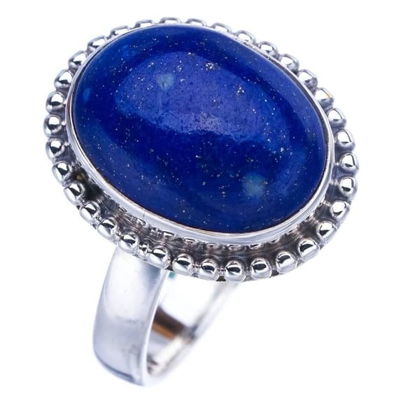 StarGems® Natural Lapis Lazuli Handmade 925 Sterling Silver Ring 10 F1826