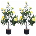 thumbnail image 1 of 36'’ Artificial Camellia Tree,2 Pack Flower Plants Artificial Tree, Faux Floral Plant Blooming Tree In Pot, 1 of 6