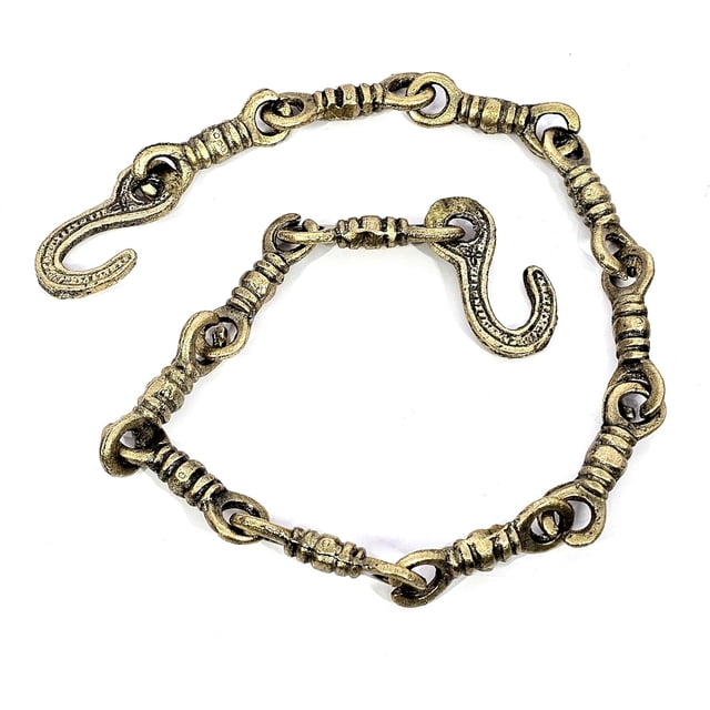 ESPLANADE Brass Chain with Hooks for Hanging Bell Diya Deepak Bells - Length 2 Feet (24" Inches) - Golden (Brass/Chain/2-Feet) (Brass/Chain/2-Feet)