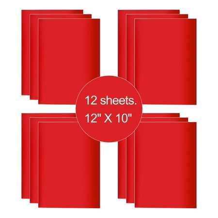 12 Sheets Red 12" x 10" Pre Cut HTV Iron On Heat Transfer Vinyl Paper for T-Shirts Cricut Silhouette