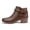 Brown PU, variant on Womens Ankle Boots Low Block Heel Round Toe Short Booties Side Zip Shoes for Casual Office Wear