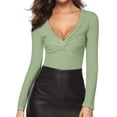 thumbnail image 4 of DOKOTOO Womens Long Sleeve V Neck Tops Fall Fitted Shirts Tight Basic Tee, 4 of 4