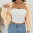 thumbnail image 4 of DAFPZW Women's Cropped Cardigan Sweater Long Sleeve Open Front Crochet Knit Shrug for Women Fall Cardigans, 4 of 8