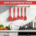thumbnail image 4 of Walchoice 5 Pcs Silicone Cooking Utensils Set, Heat-Resistant Kitchen Utensils Set, Food-Grade Kitchen Tools, Soup Ladle, Slotted Spoon, Slotted Turner, Spoon, Pasta Server - Red, 4 of 7