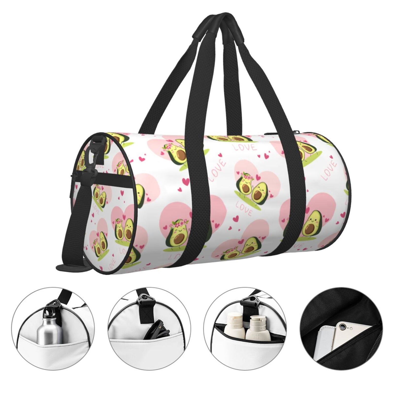 Vsdgher Avocado Lovers 45L Foldable Duffel Bag, Sports Gym Bag,Overnight Bag, Portable Weekender Bag for Airplanes