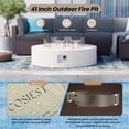 thumbnail image 5 of VENTOPYR Outdoor Propane Fire Pit Coffee Table w Terrazzo White 40.5-inch Round Base Patio Heater, Wind Guard, Transparent Gray Fire Glass, Rain Cover, 5 of 7