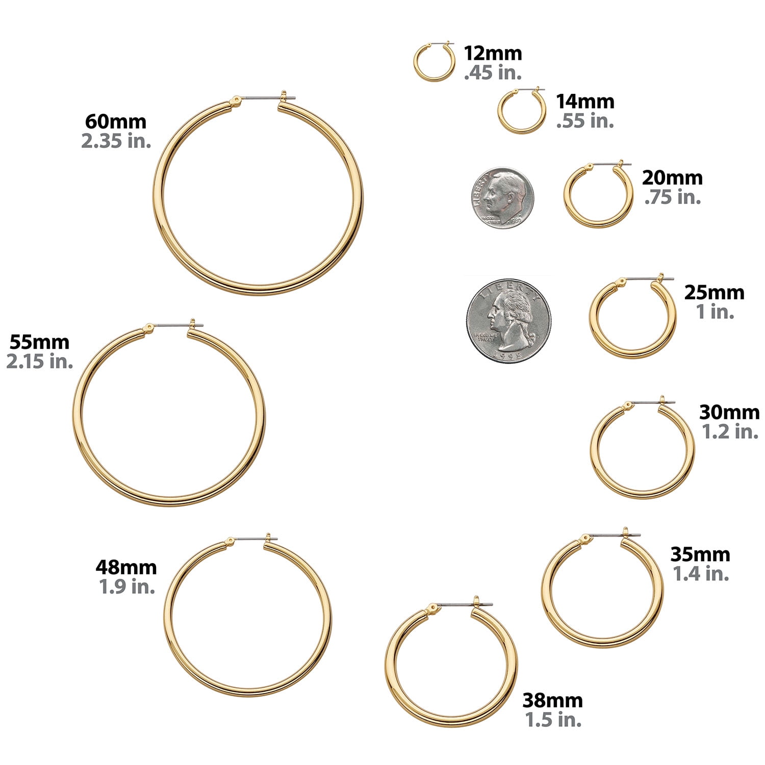Silver-Tone 3-Pair Hoop Earring Set