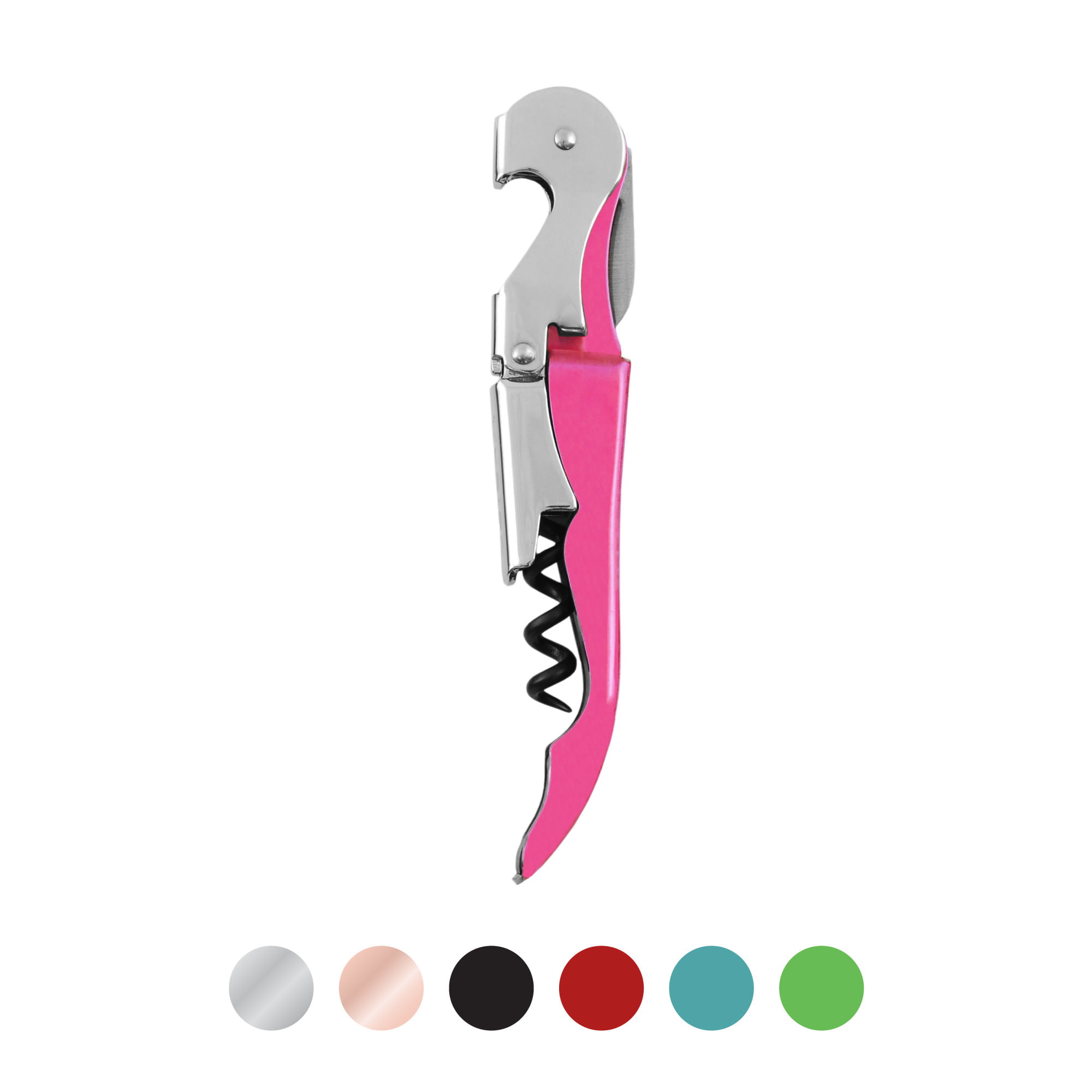 Pink Corkscrew Doubled Hinged Waiters Wine Key Bottle Opener with Foil Cutter 