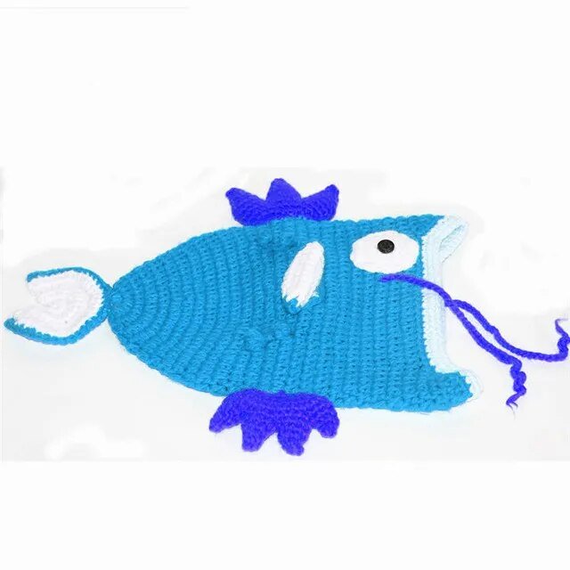 Gorro grueso de invierno con forma de pez dorado, gorro divertido de punto hecho a mano, regalo de Navidad y Halloween