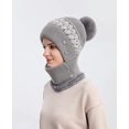 thumbnail image 5 of Gorro y bufanda todo en uno Gorro de punto de otoño e invierno para mujer más bufanda cálida de lana para invierno Gorro de lana para mujer，gris JAMW Sencillez, 5 of 5