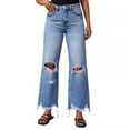 thumbnail image 2 of LYMAYTER Women's Ripped Wide Leg Jeans High Waisted Distressed Casual‌ Jeans S-3XL, 2 of 8