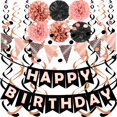 thumbnail image 1 of Decoración de fiesta FECEDY, oro rosa y negro, feliz cumpleaños, 1 of 6