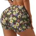 thumbnail image 2 of Fotbe Ladybugs And Flowers On A Wooden Seamless Shorts, Womens Workout Shorts High Waist Stretch Booty Short for Gym/Yoga/Running/Biking-Small, 2 of 9