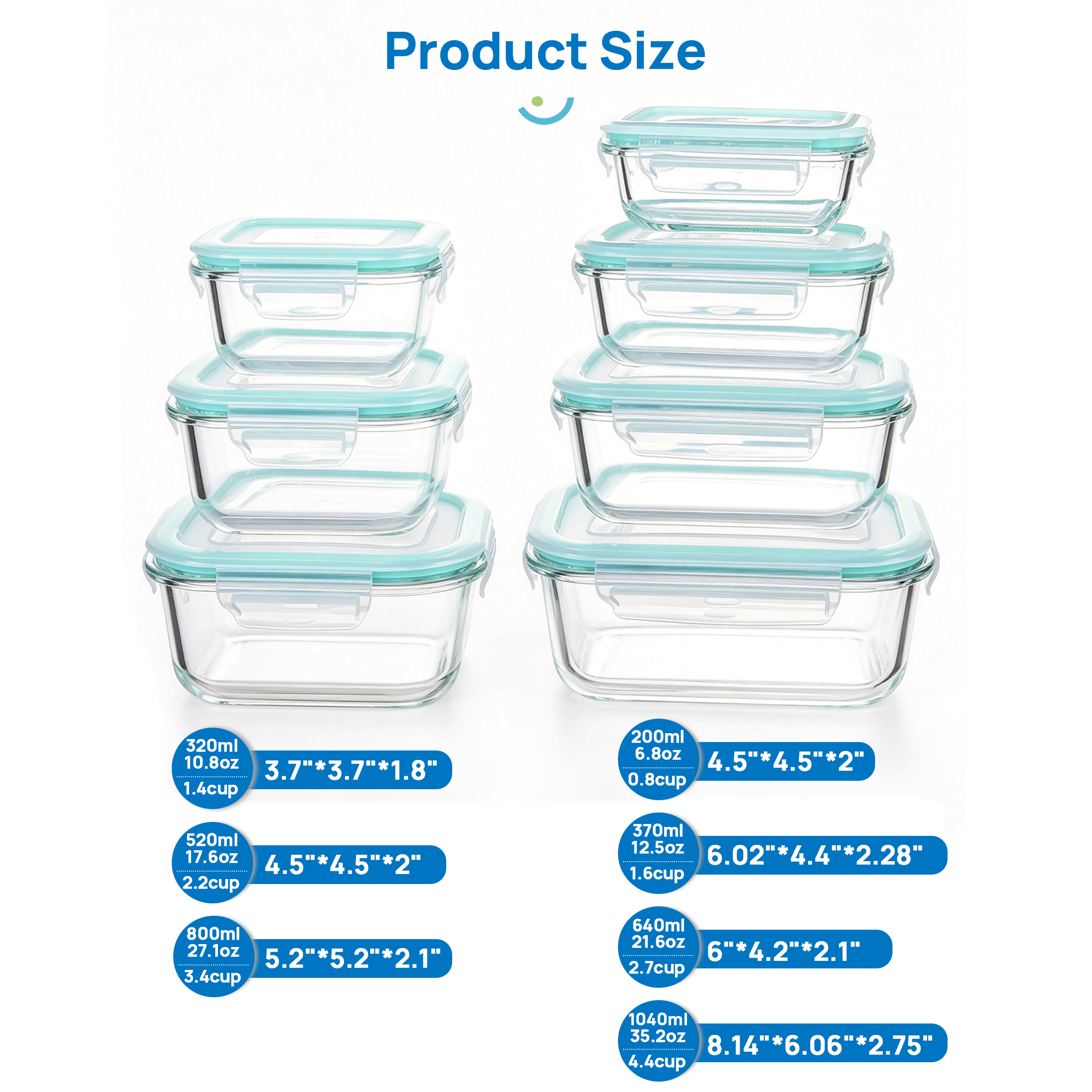 Sindcom 7-Piece Glass Food Storage Container Set, Airtight photo 6
