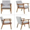 thumbnail image 5 of PERUYQ – Leisure Chair Solid Wood Armrest Accent Chair, Fabric Upholstered Wooden Lounge Chair Modern Living Room Chairs (Grey), 5 of 7