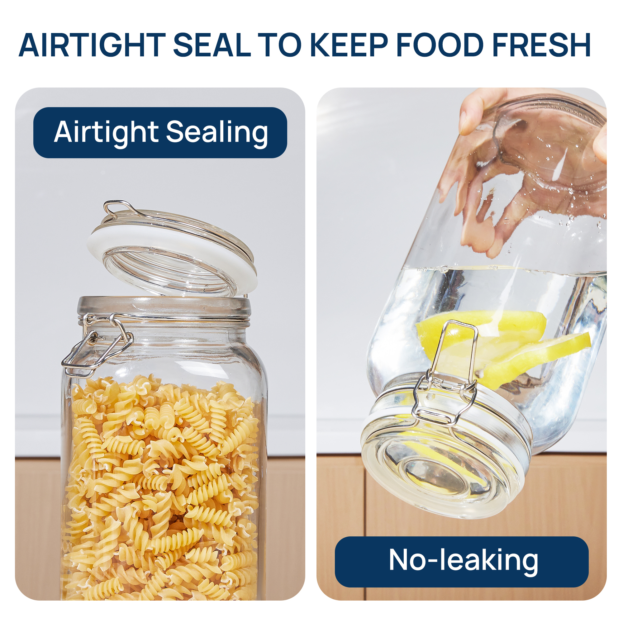 Sindcom Airtight Glass Storage Jars with Lids, 3-Piece Set photo 3