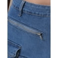 thumbnail image 5 of DARING DIVA Women's High Waist Western Asymmetrical Denim Cargo Skirt Shorts M Blue, 5 of 7