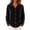 Black, variant on Women's Velour Button Down Hoodies Fall Long Sleeve Vintage Soft Casual Loose Fit Daily Hooded Tops S-XXL