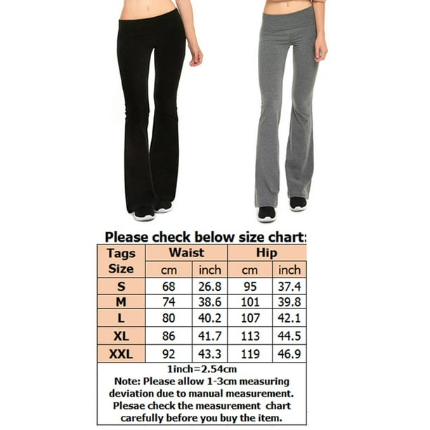 Women Fold-Over Waistband Stretchy Cotton Blend Yoga Pants with A Wide  Flare Leg Trouser Pants High Waist Stretch Flare Wide Leg Yoga Pants Slim  Boho Bell Bottom Trouser 