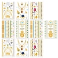 thumbnail image 1 of 10 hojas de tatuajes temporales metálicos, para mujeres, niñas o adultos, para playa, festivales y más, 1 of 6