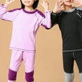 thumbnail image 3 of Jizyo Kids Girls Thermal Underwear Long Sleeves Shirt Ultra Soft Fleece Lined Top Bottom Warm Set for Purple 150, 3 of 6