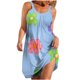 thumbnail image 1 of Vestidos de Verano Lindos para las Mujeres Que Imprimen Vestido de Sol Suelto con Cuello en V, sin Mangas con Bolsillos para el Uso Informal, 1 of 5