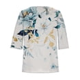 thumbnail image 4 of Dyegold Fall Tops For Women 2023 Trendy Long Sleeve Shirts Casual Loose Floral Tunics Fashion Slit Button Square Neck Blouse, 4 of 4