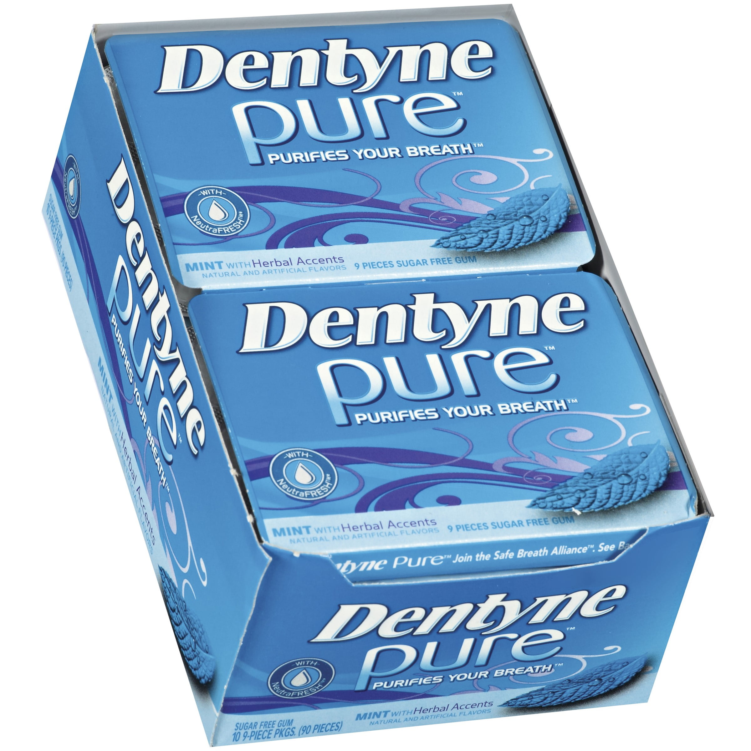 Dentyne Pure Gum, Mint with Herbal Accents, 9-Piece Packages (Pack of 10) by Mondelez