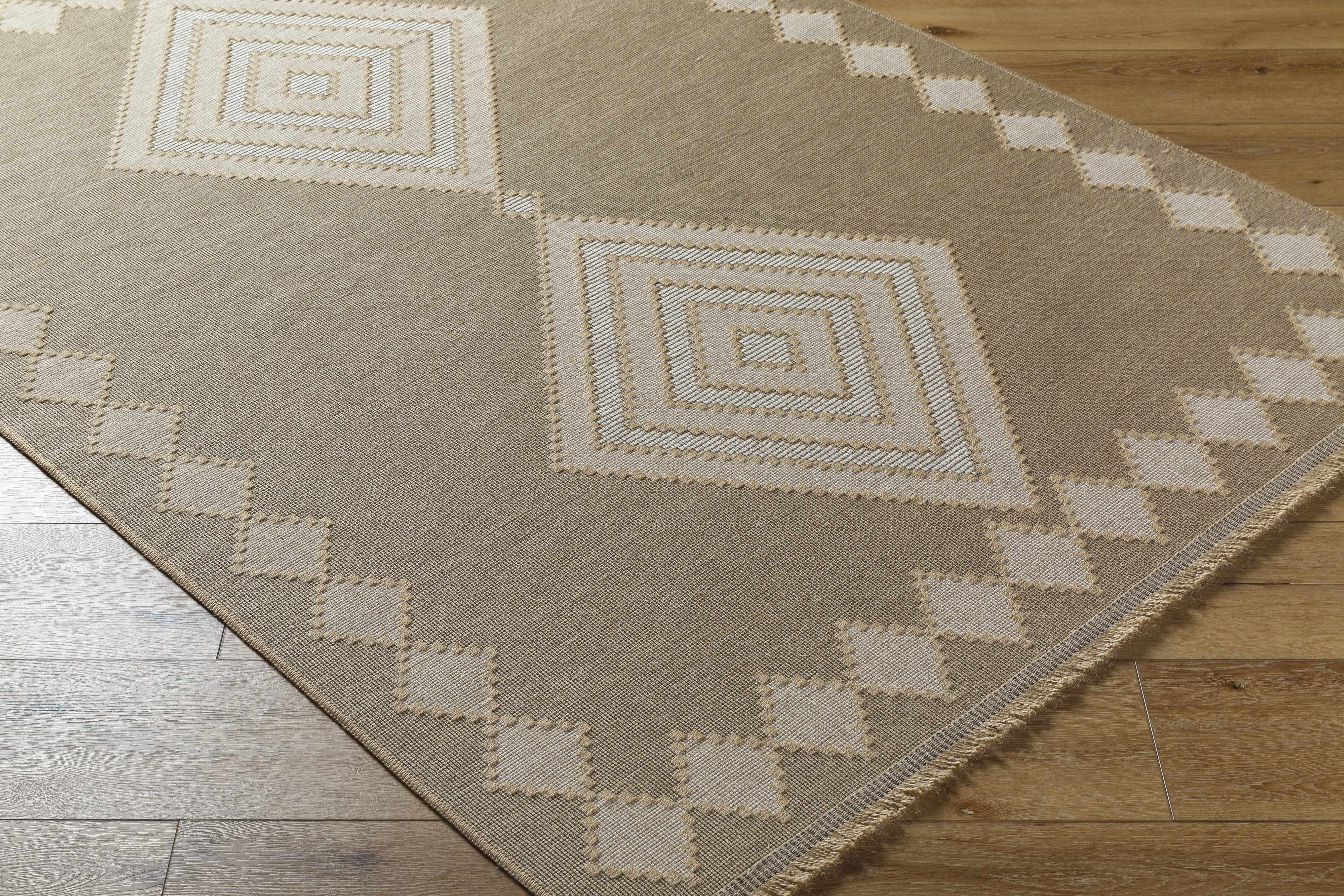 BoutiqueRugs Ziggy Bohemian Jute and Cotton Natural Fiber Textured Area Rug - Boho Moroccan Geometric Area Rug for Living Room, Bedroom - Machine Washable - Tan, Peach, Beige - 2'7" x 4'5"