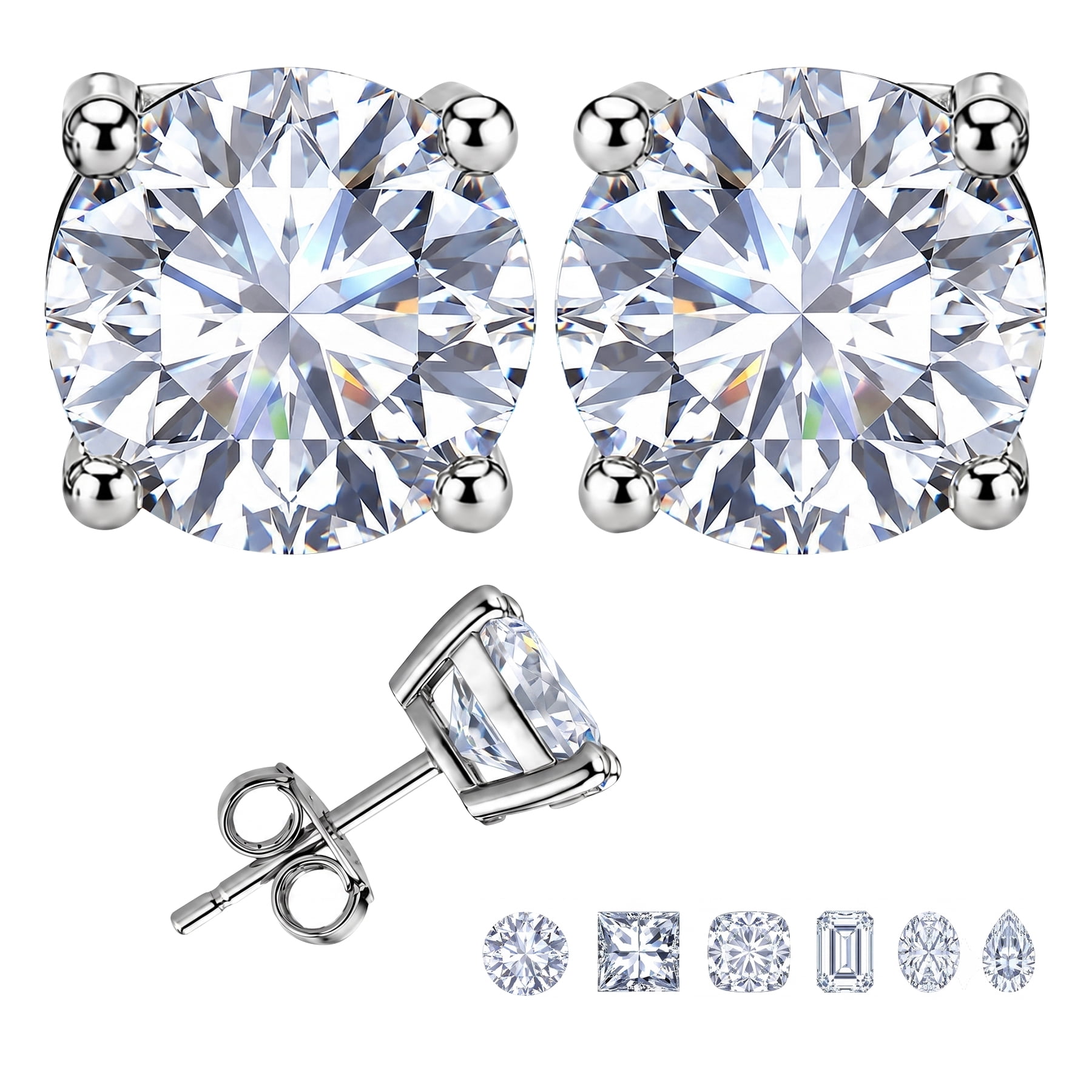 JeenMata 0.5 Carat Round Solitaire Moissanite Stud Earrings for Women, Earrings for Men, 18K White Gold Plated, Hypoallergenic Earrings, D VS1, Stud Earring for Woman, Jewelry, Gift, Earrings