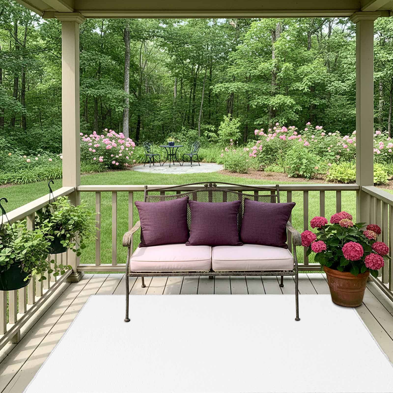 Outdoor Rug 5x8ft White Large Area Rug Solid Color Indoor Outdoor Carpet Outdoor Rugs Mats for Patio Camping,RV,Front Door, Outside Decor