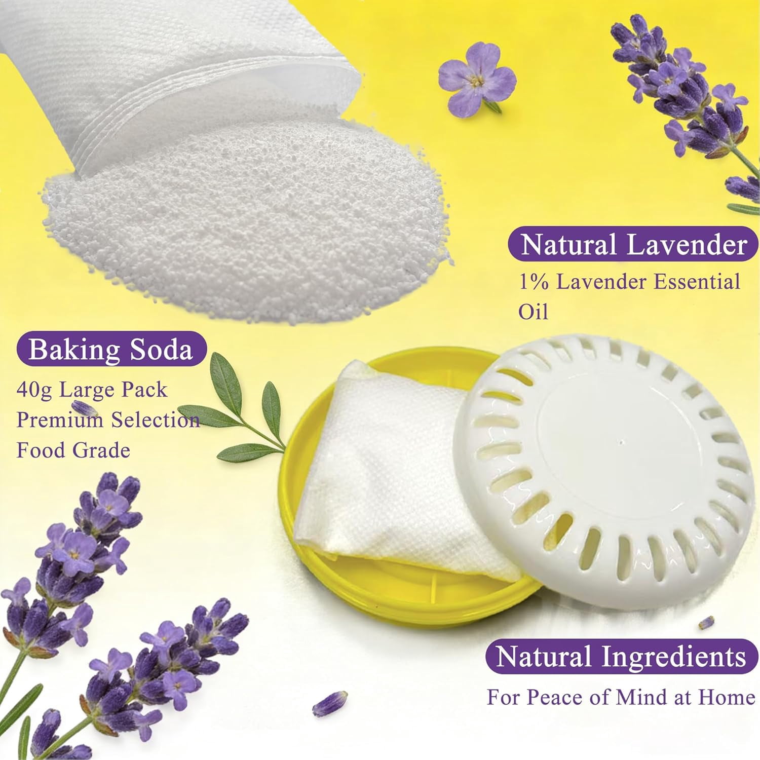 8PCS Diaper Pail Deodorizers, 2* Puck Baking Soda Cartridge & 6* Lavender Scented Baking Soda Refills, Odor Remover Compatible with Munchkin Step and Pail Diaper Pails