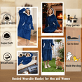 thumbnail image 5 of ABOYIART Unisex Wearable Hoodie Blanket, Oversized Ultra Soft Flannel, Large Pockets, Warm Winter Christmas Gift, Cozy Loungewear (Blue, Long Available), 5 of 7