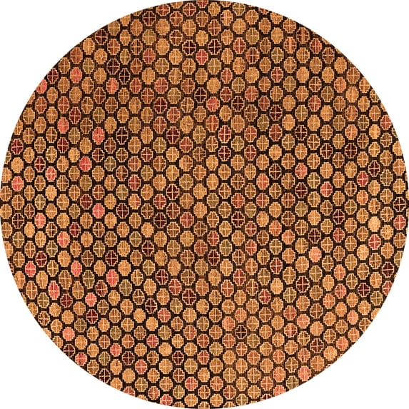 Ahgly Company Indoor Round Abstract Orange Modern Area Rugs, 4' Round
