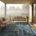 thumbnail image 2 of CAMILSON Spring Geometric Arch Striped Easy-Cleaning Non-Shedding Washable Outdoor Indoor Area Rug Aqua 9x12, 2 of 9