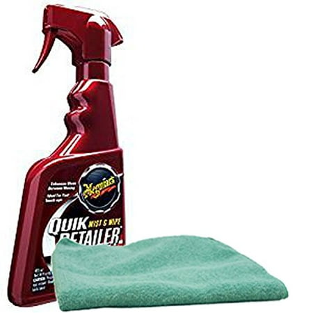 Meguiar's Quik-Detailer Mist & Wipe (16 oz) Bundled with a Microfiber Cloth (2 Items)