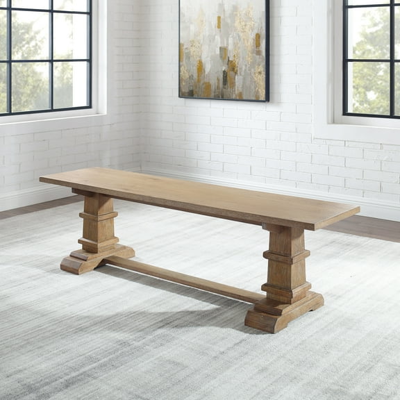 Farmhouse Bench - Rustic Brown Wood Entryway Hallway Dining Seat - 59.75" Wide